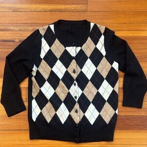 Talbots Merino Wool Argyle Cardigan